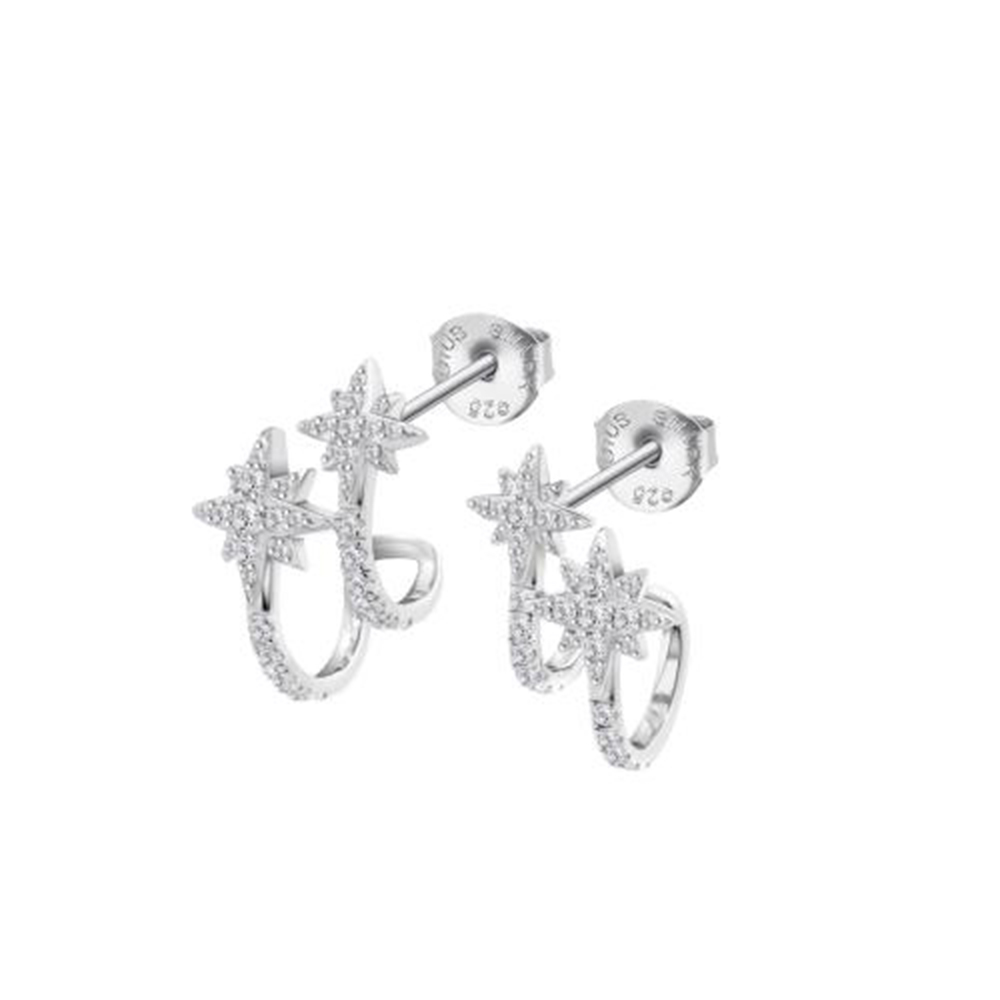 Cercei Pusete din argint  cu pietre Cubic Zirconia Incolor