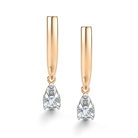 Cercei Suspendați din aur roșu cu pietre Diamant