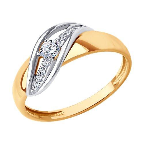 Inel din aur roșu cu pietre Cubic Zirconia Incolor