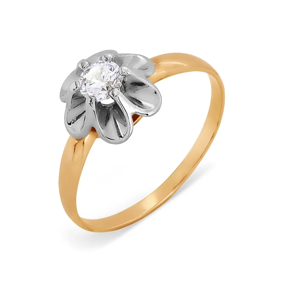 Inel din aur alb și roșu cu Cubic Zirconia Incolor