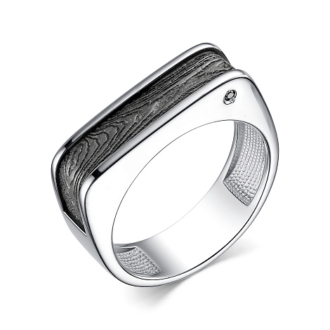 Кольцо из серебра с камнями Черный бриллиант