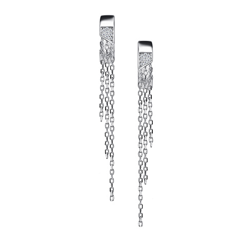 Серьги Конго из серебра с камнями Фианит