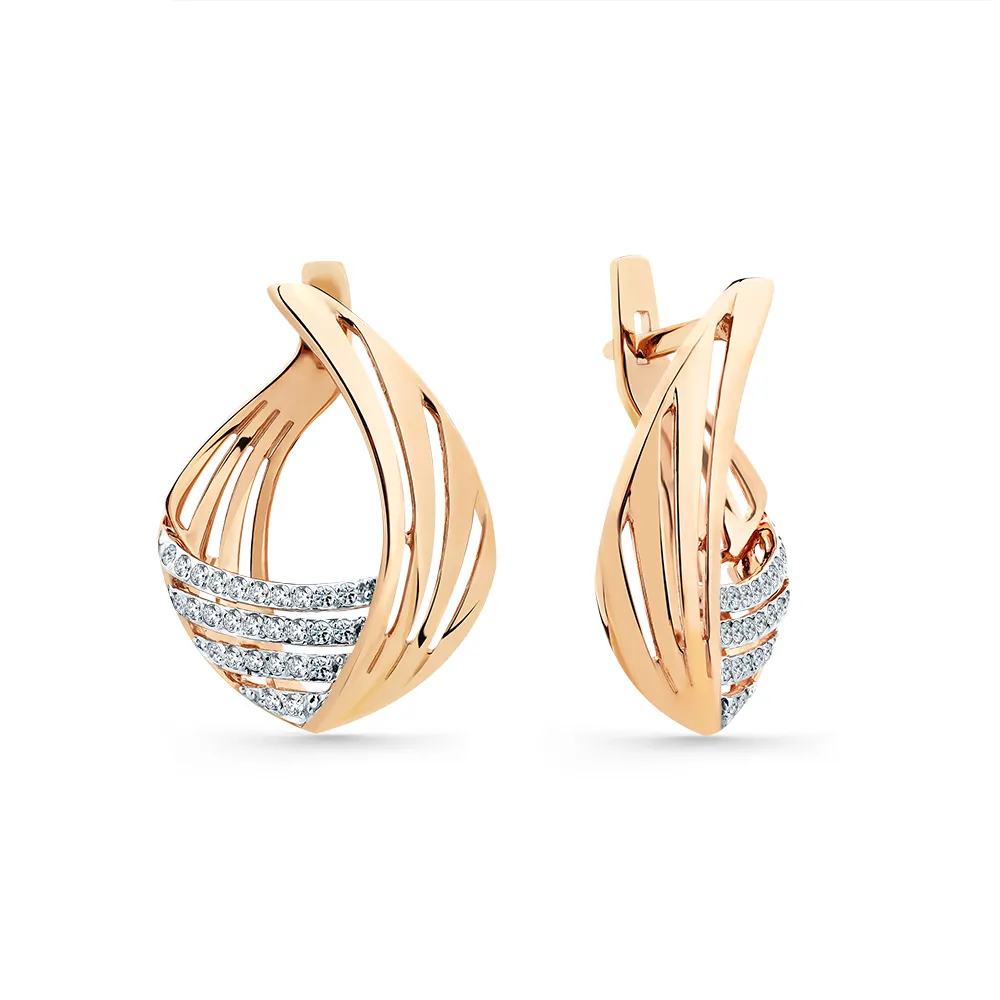 Cercei din aur roșu cu Cubic Zirconia Incolor