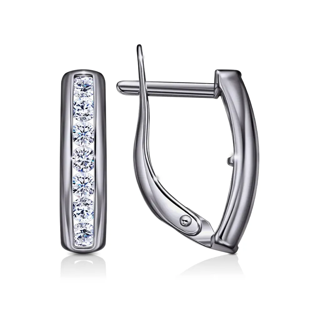 Cercei din aur alb cu Cubic Zirconia Incolor