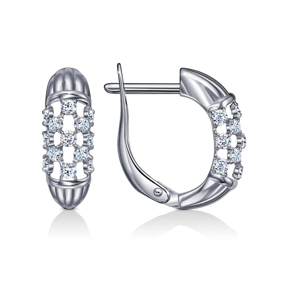 Cercei din aur alb cu Cubic Zirconia Incolor