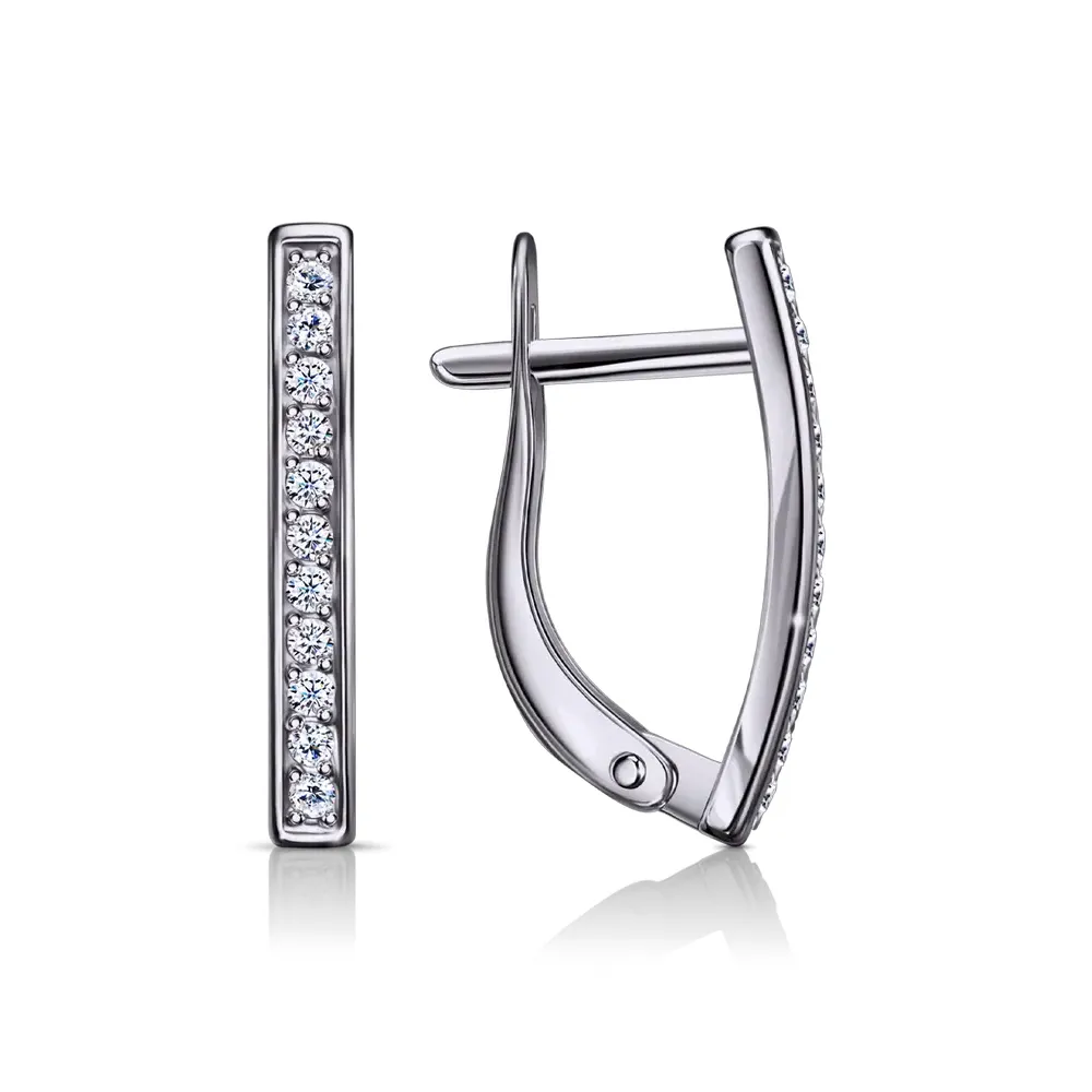 Cercei din aur alb cu Cubic Zirconia Incolor