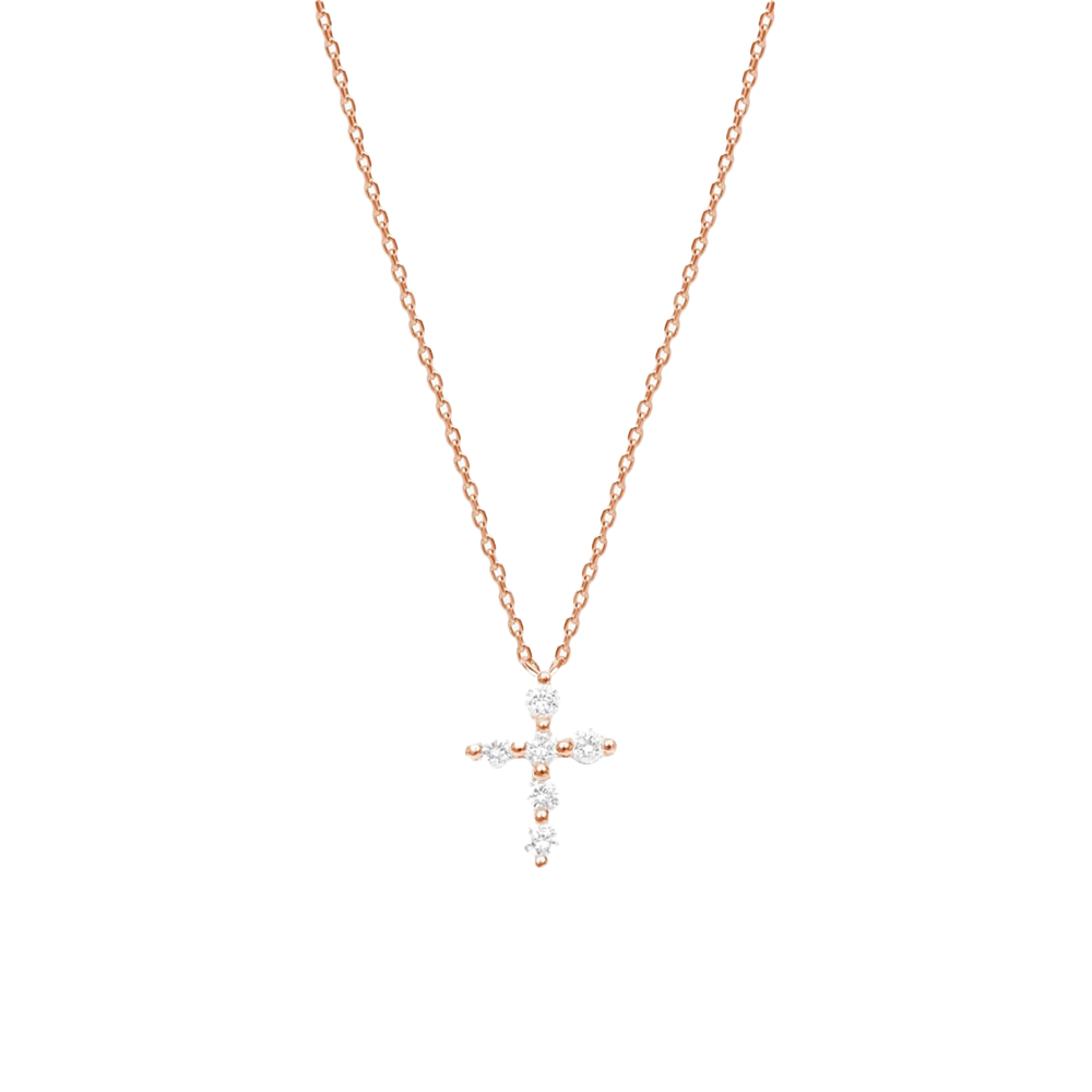Colier din aur roz cu pietre Diamant