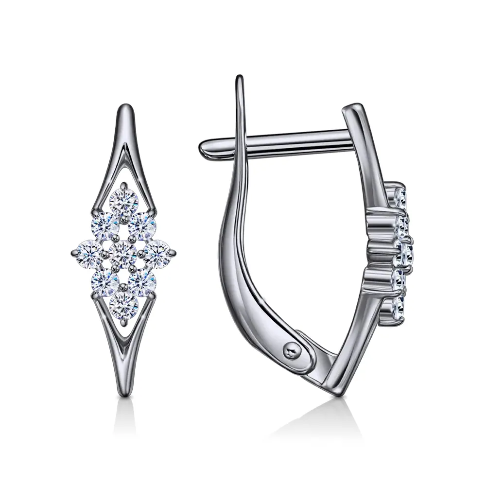 Cercei din aur alb cu Cubic Zirconia Incolor