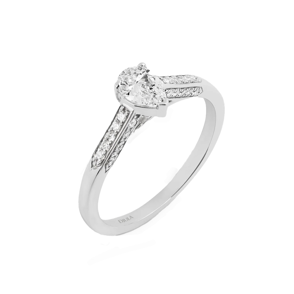Inel din aur alb cu pietre Diamant