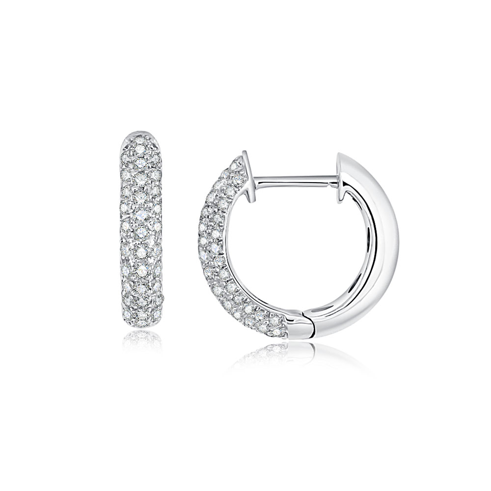 Серьги Конго из белого золота с камнями Бриллиант