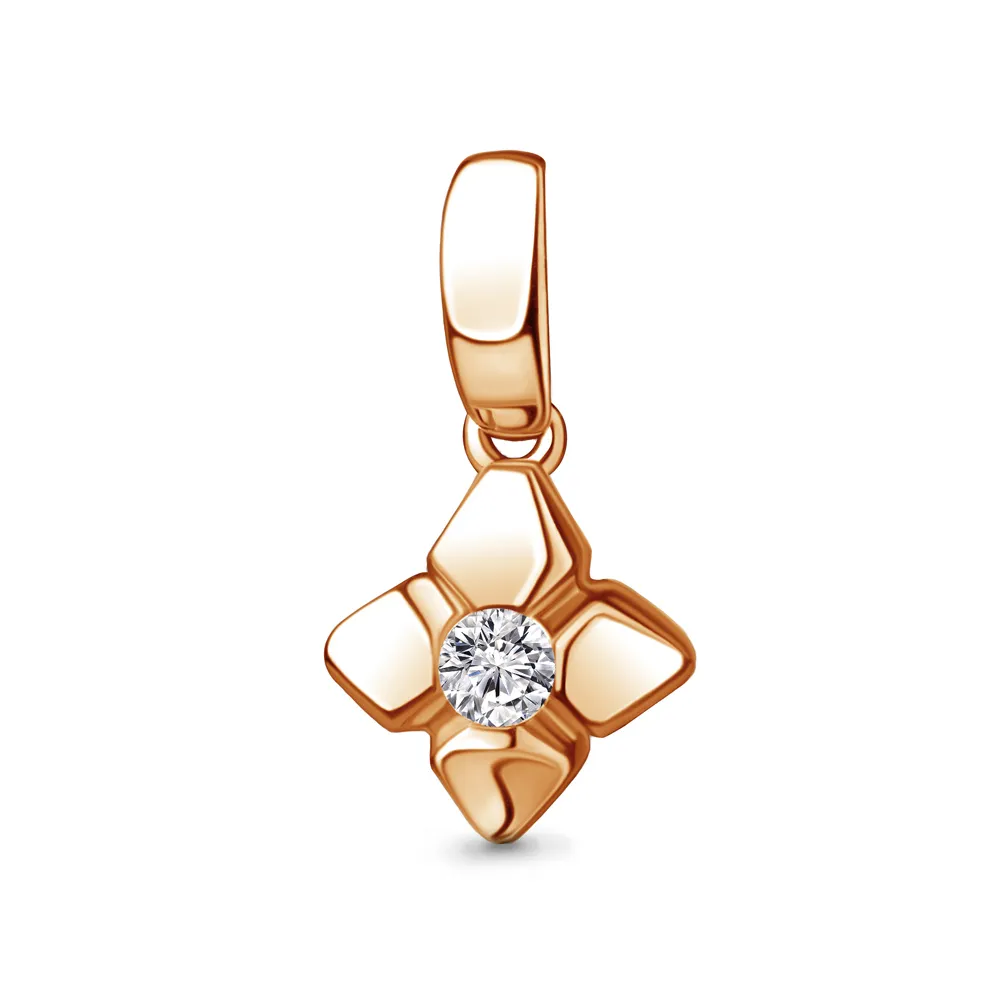 Pandantiv din aur roșu cu Cubic Zirconia Incolor
