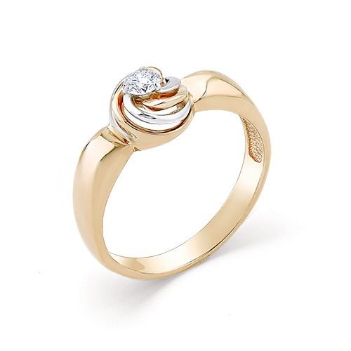 Кольцо из красного золота с камнями Бриллиант