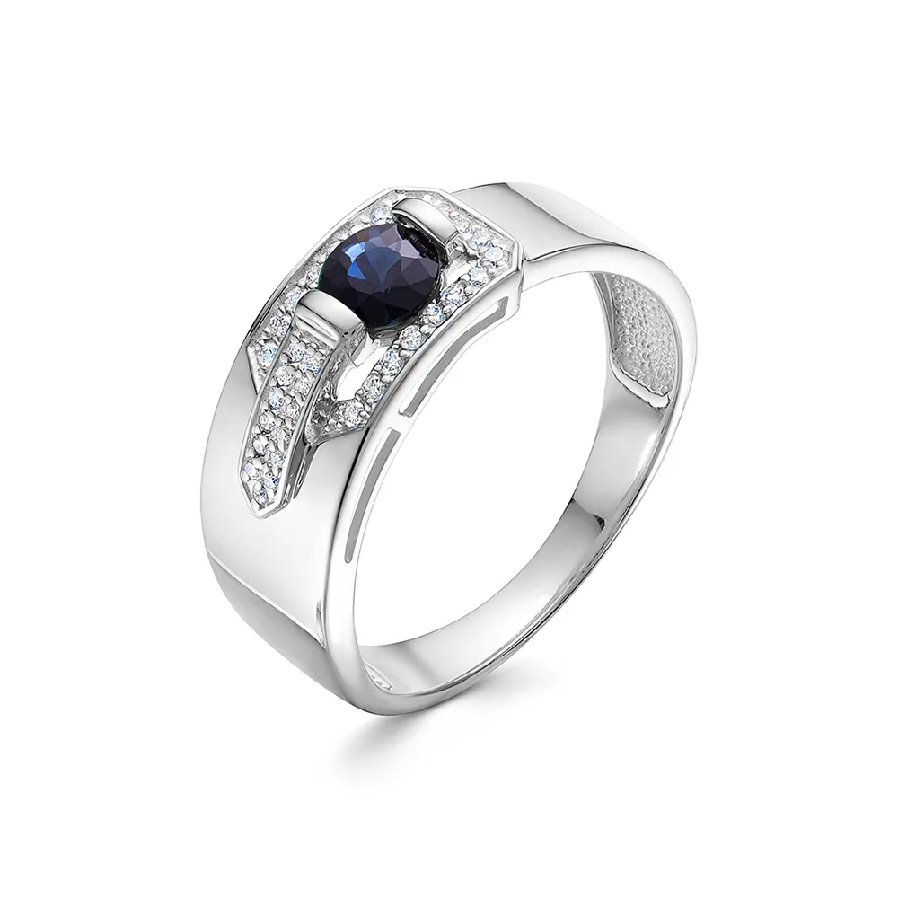 Inel din aur alb cu Diamant, Safir