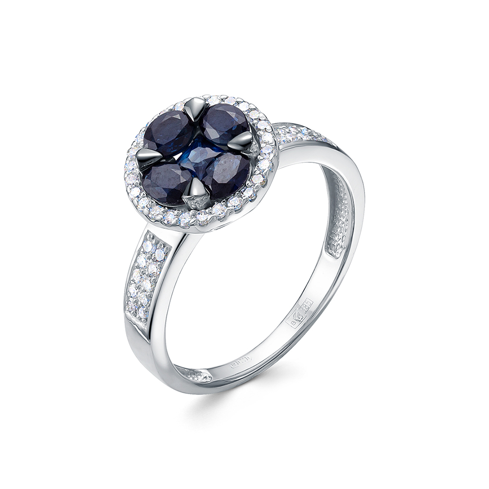 Inel din aur alb cu pietre Diamant, Safir