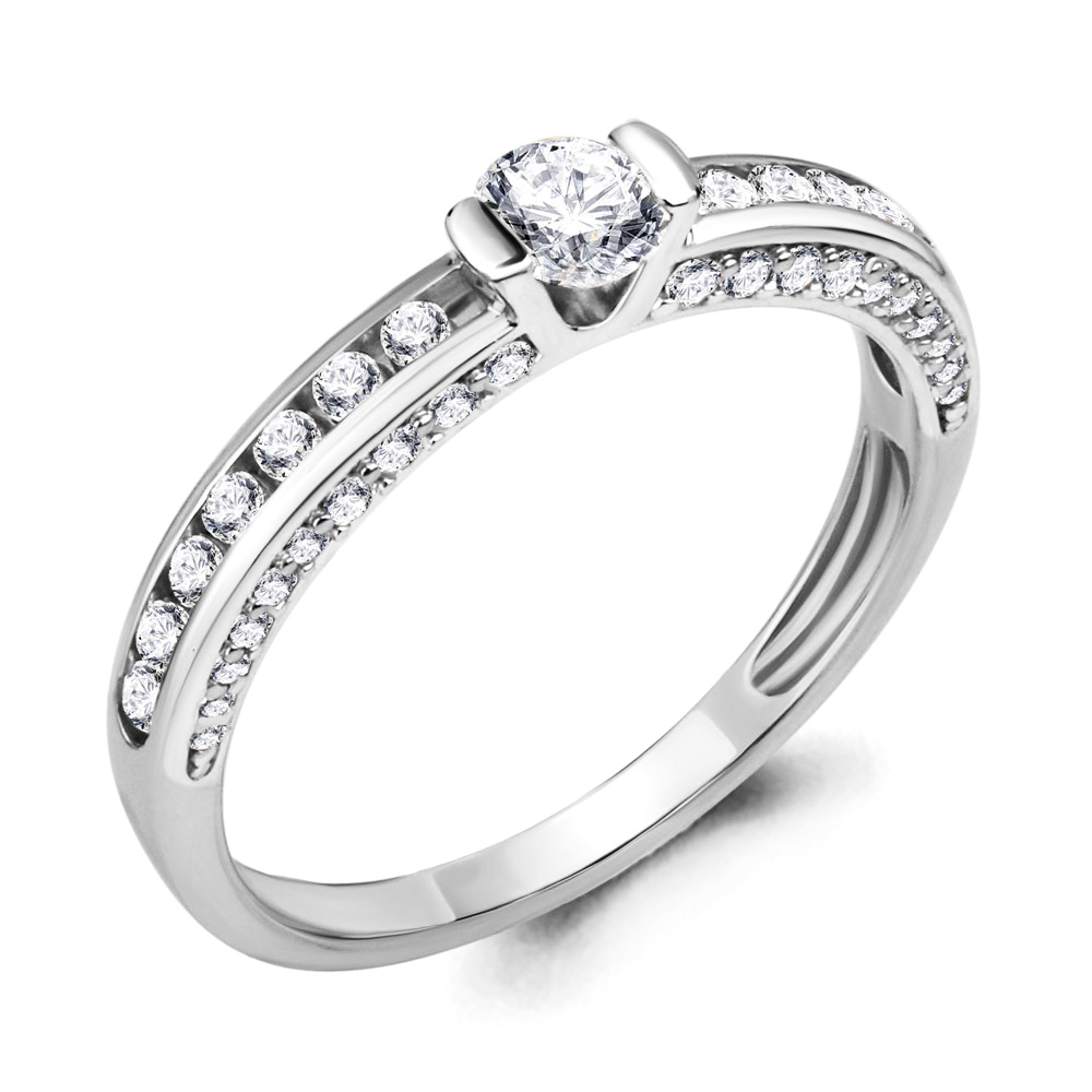 Inel de logodnă din argint  cu pietre Cubic zirconia, Swarovski