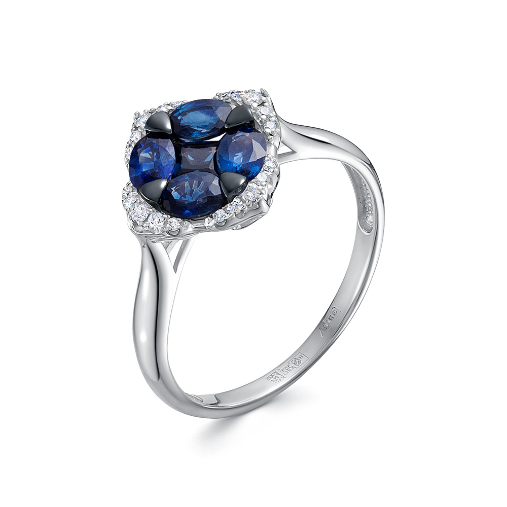 Inel din aur alb cu pietre Diamant, Safir