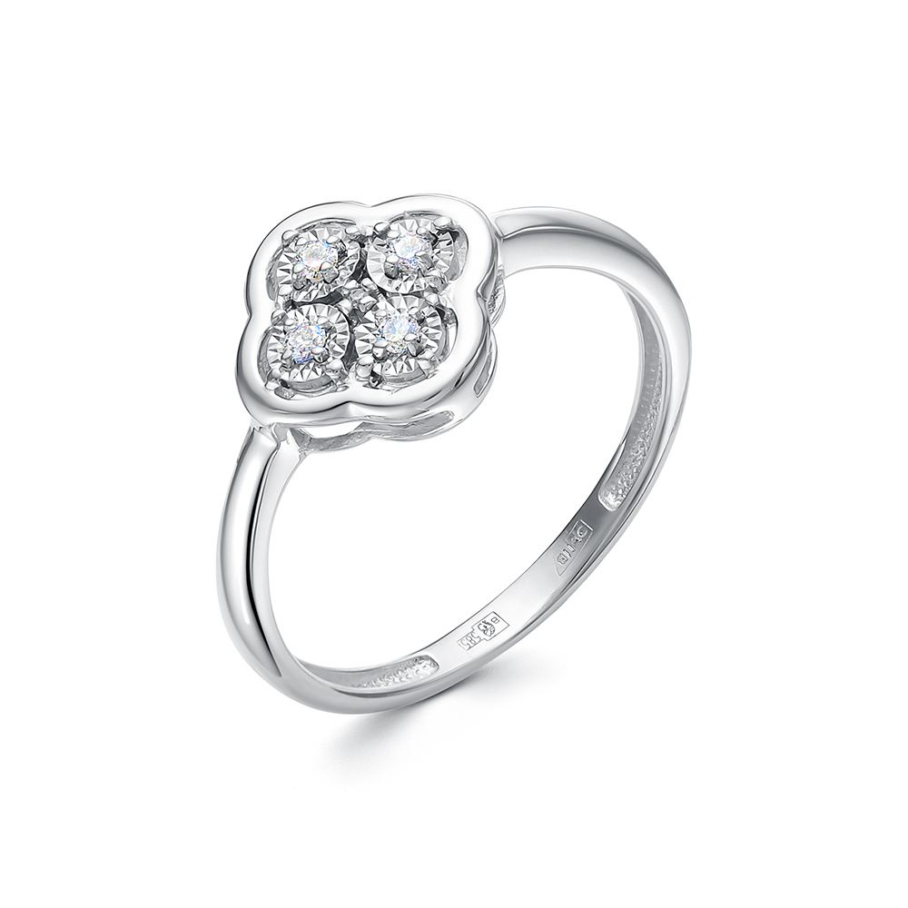 Inel din aur alb cu pietre Diamant