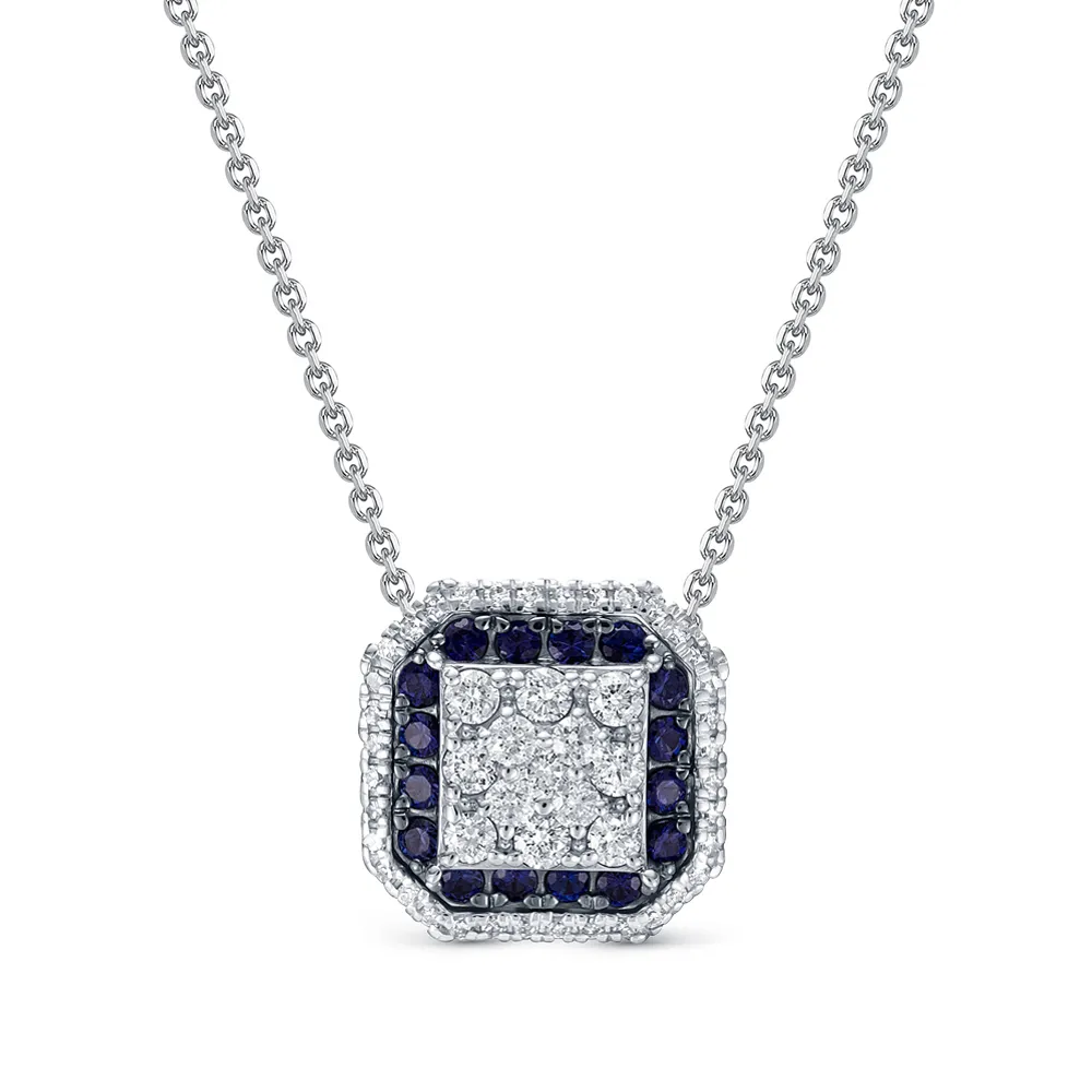 Colier din aur alb cu Diamant, Safir