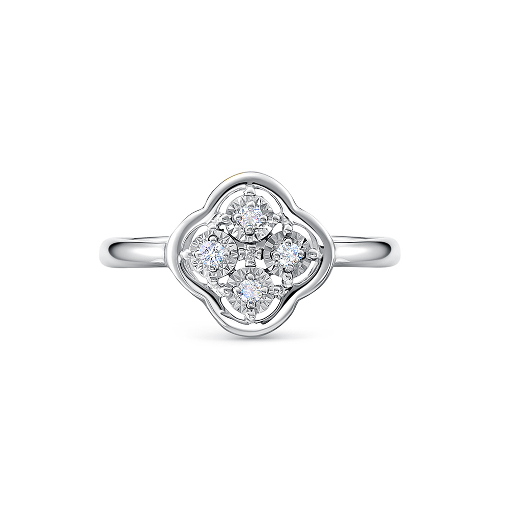 Inel din aur alb cu pietre Diamant