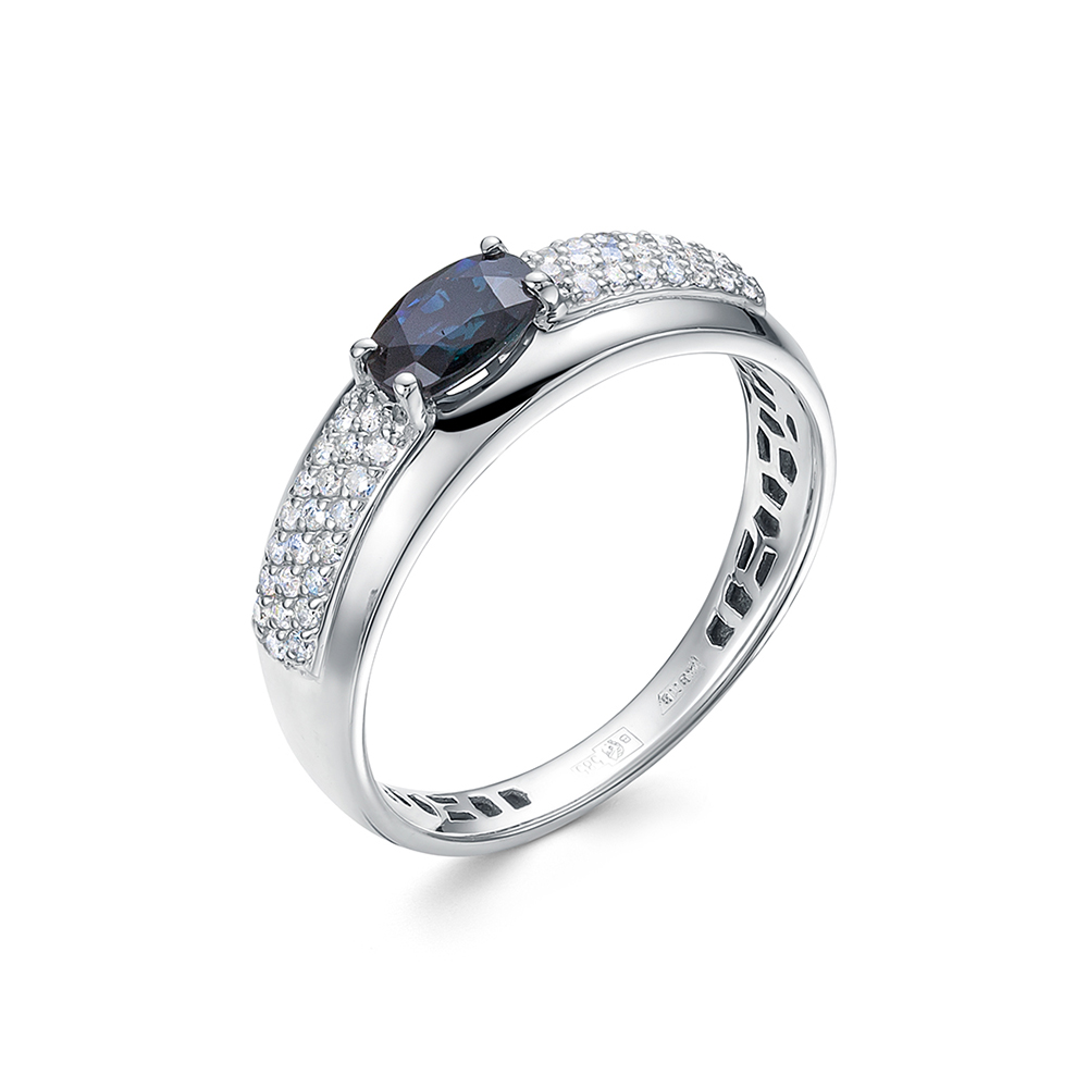 Inel din aur alb cu pietre Diamant, Safir