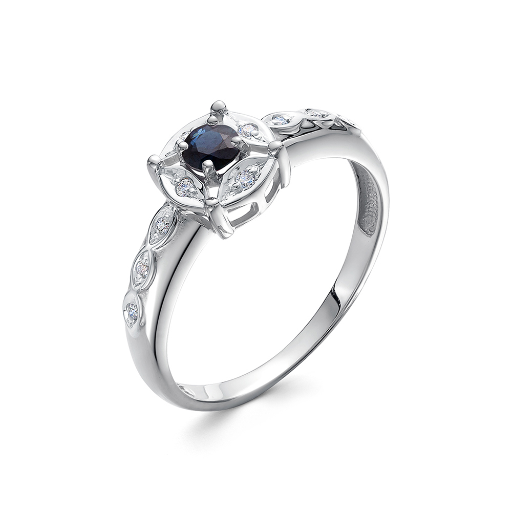 Inel din aur alb cu pietre Diamant, Safir