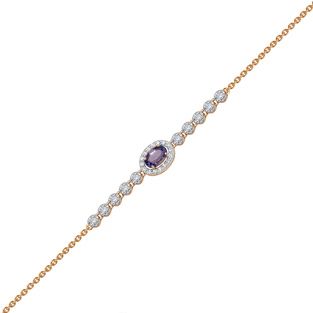 Brățară din aur roșu cu pietre Diamant, Tanzanit