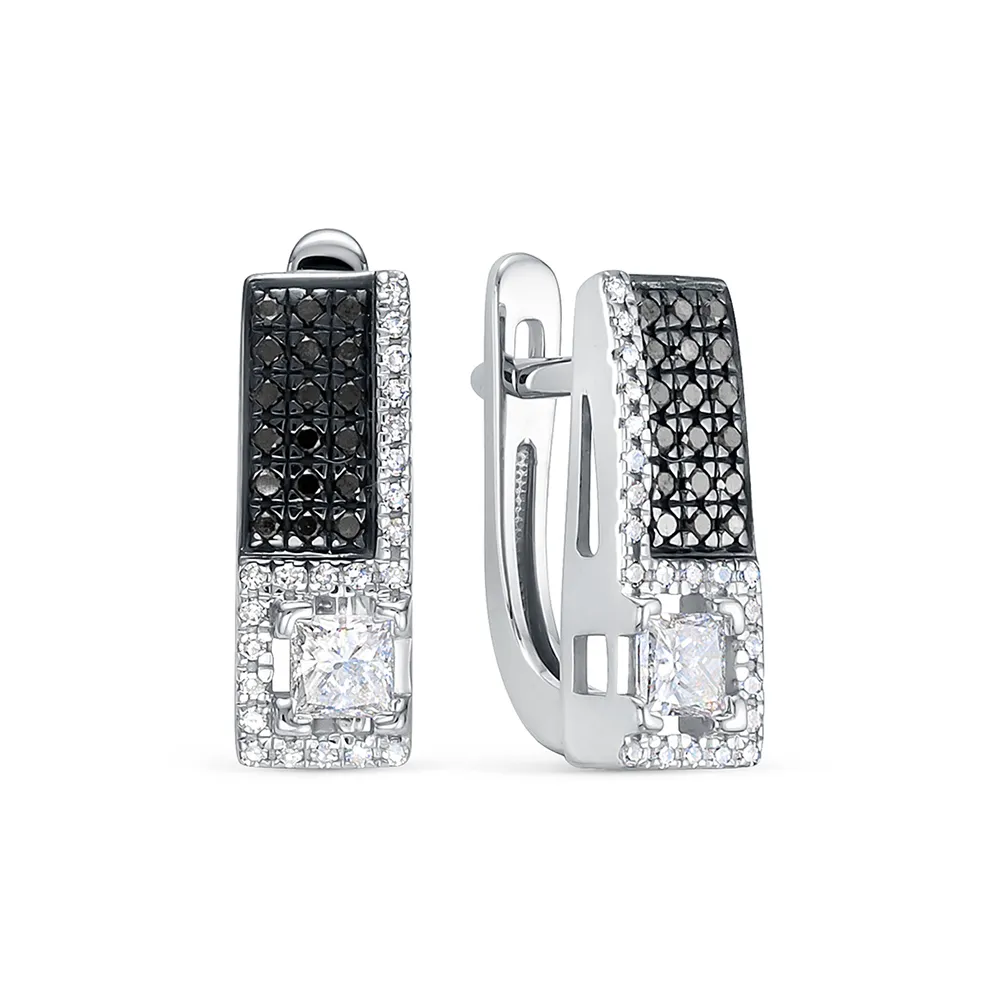 Cercei din aur alb cu Diamant, Diamant negru