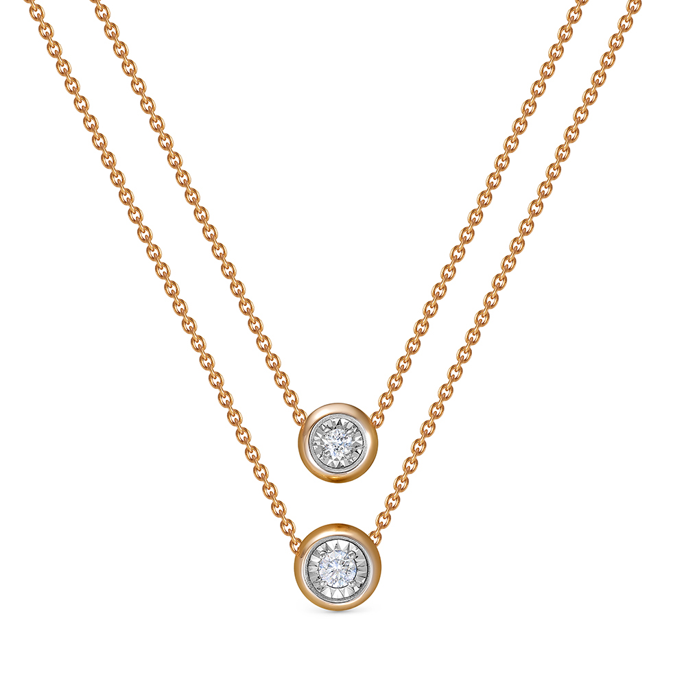 Колье из красного золота с камнями Бриллиант