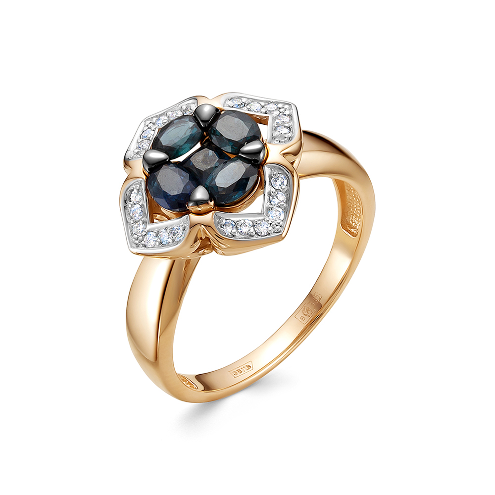 Inel din aur roșu cu pietre Diamant, Safir