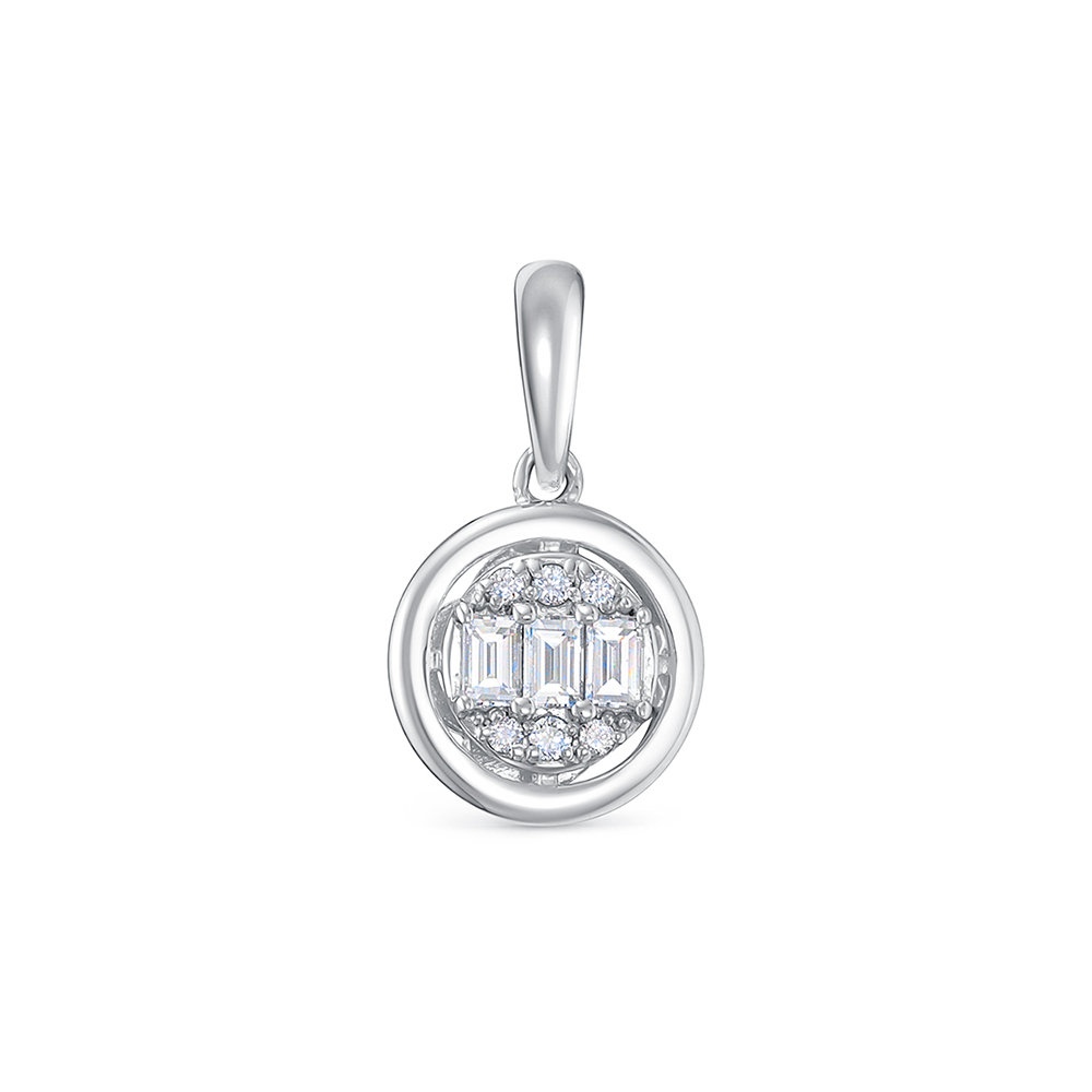 Pandantiv din aur alb cu pietre Diamant