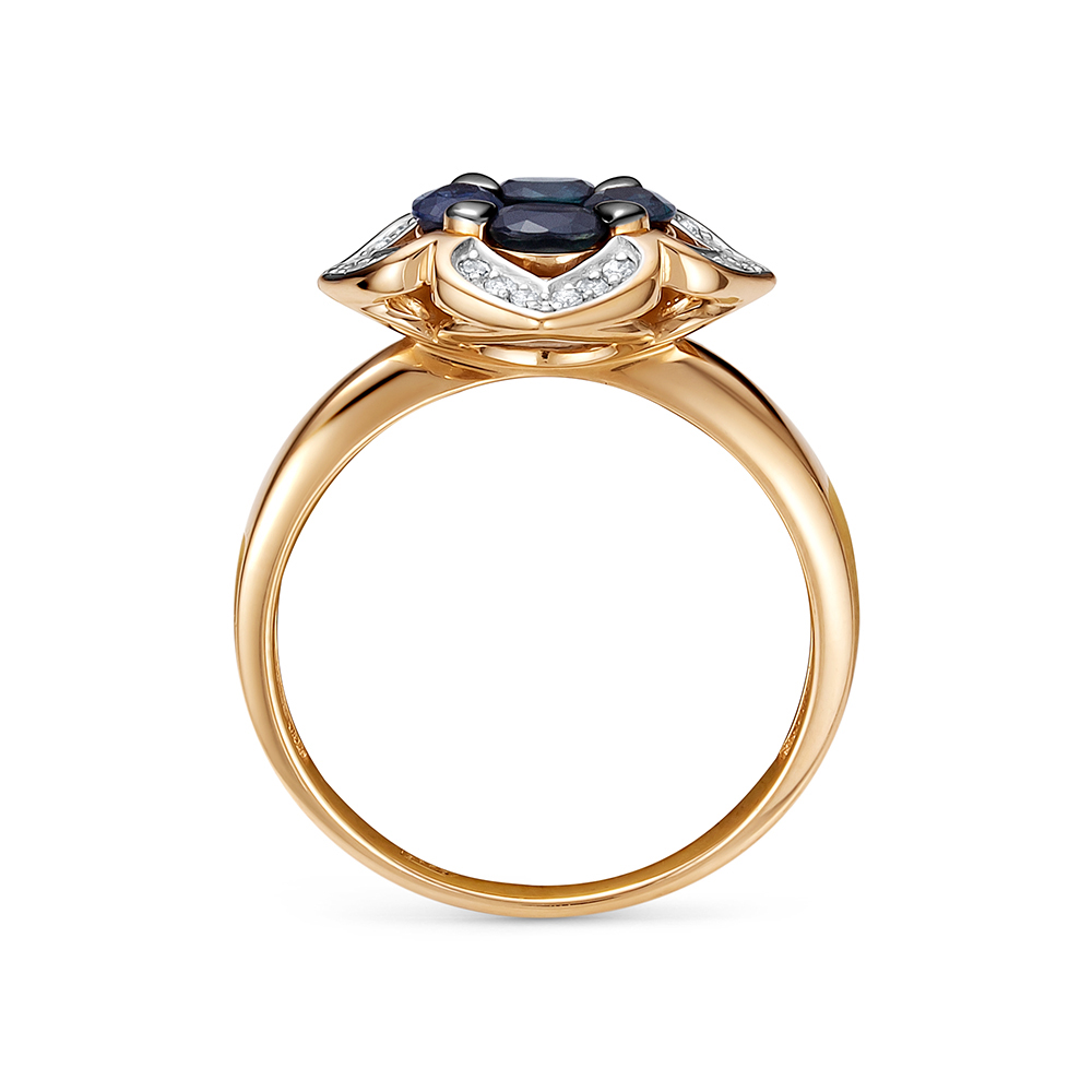 Inel din aur roșu cu pietre Diamant, Safir