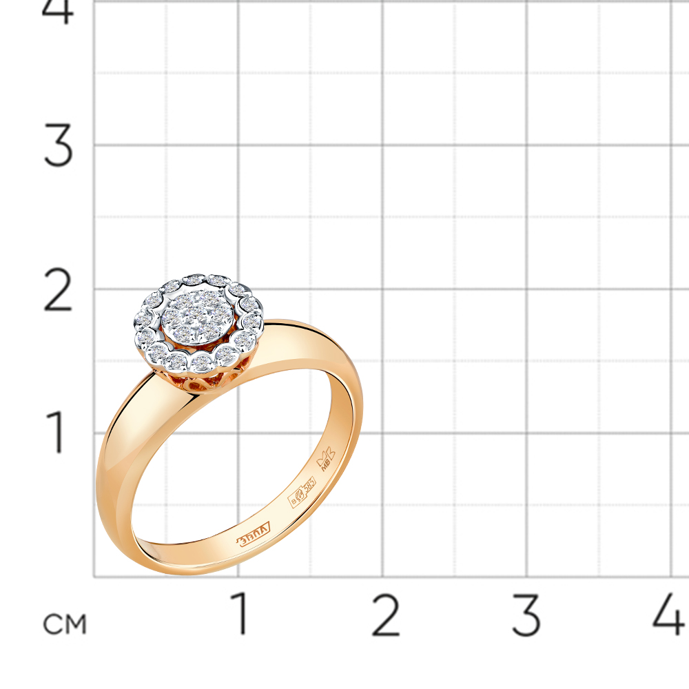 Кольцо из белого и красного золота с камнями Бриллиант