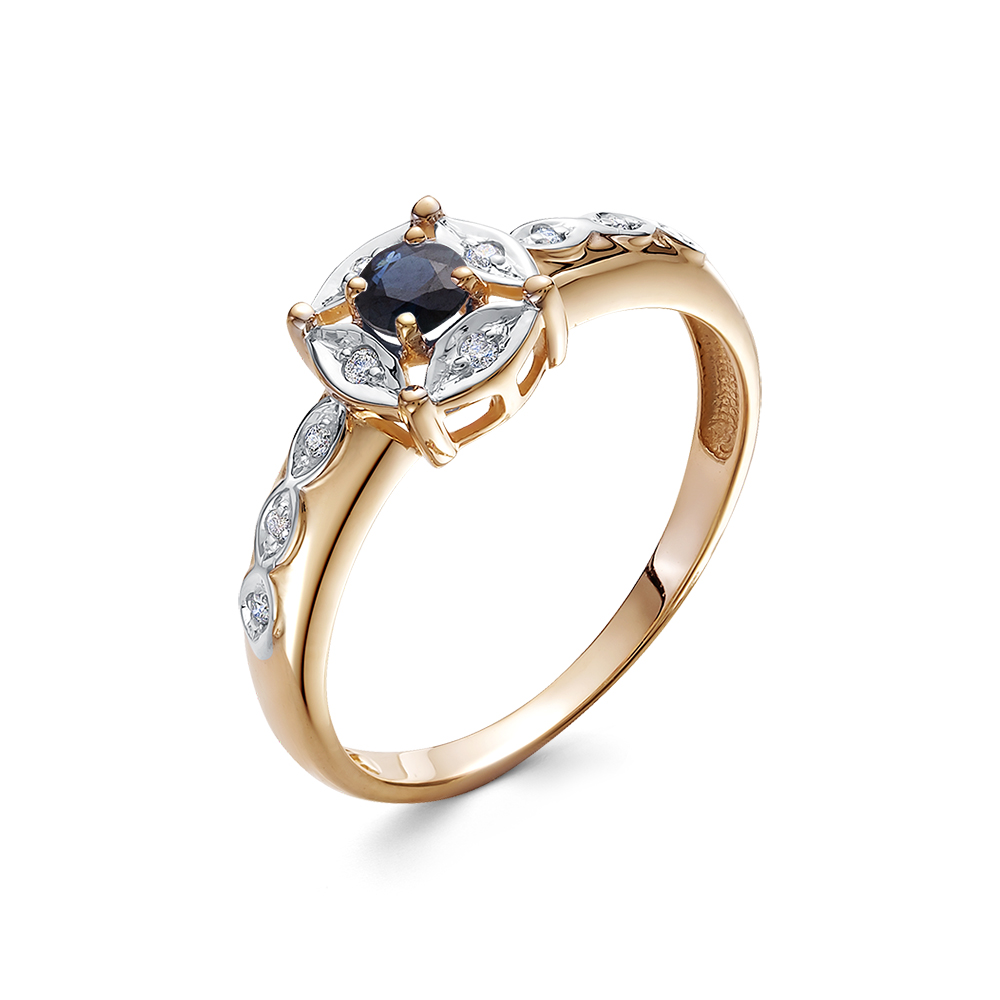 Inel din aur roșu cu pietre Diamant, Safir