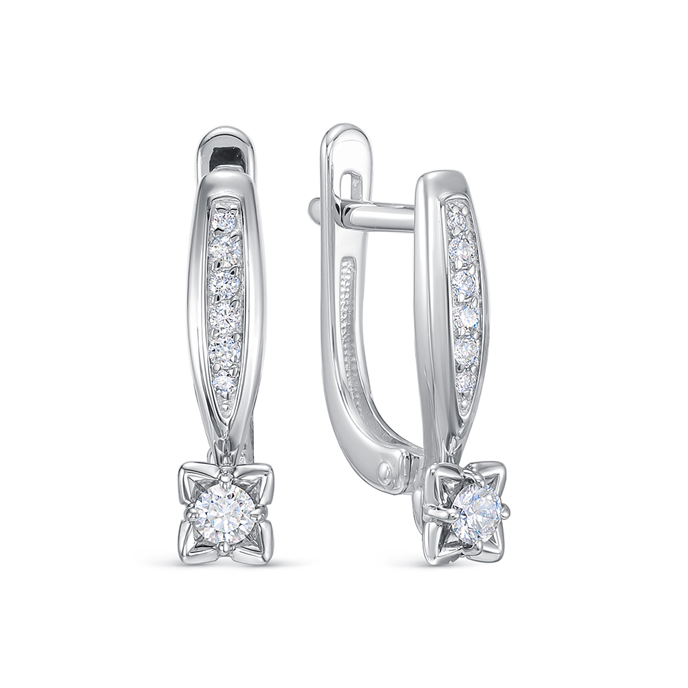 Серьги из белого золота с камнями Бриллиант