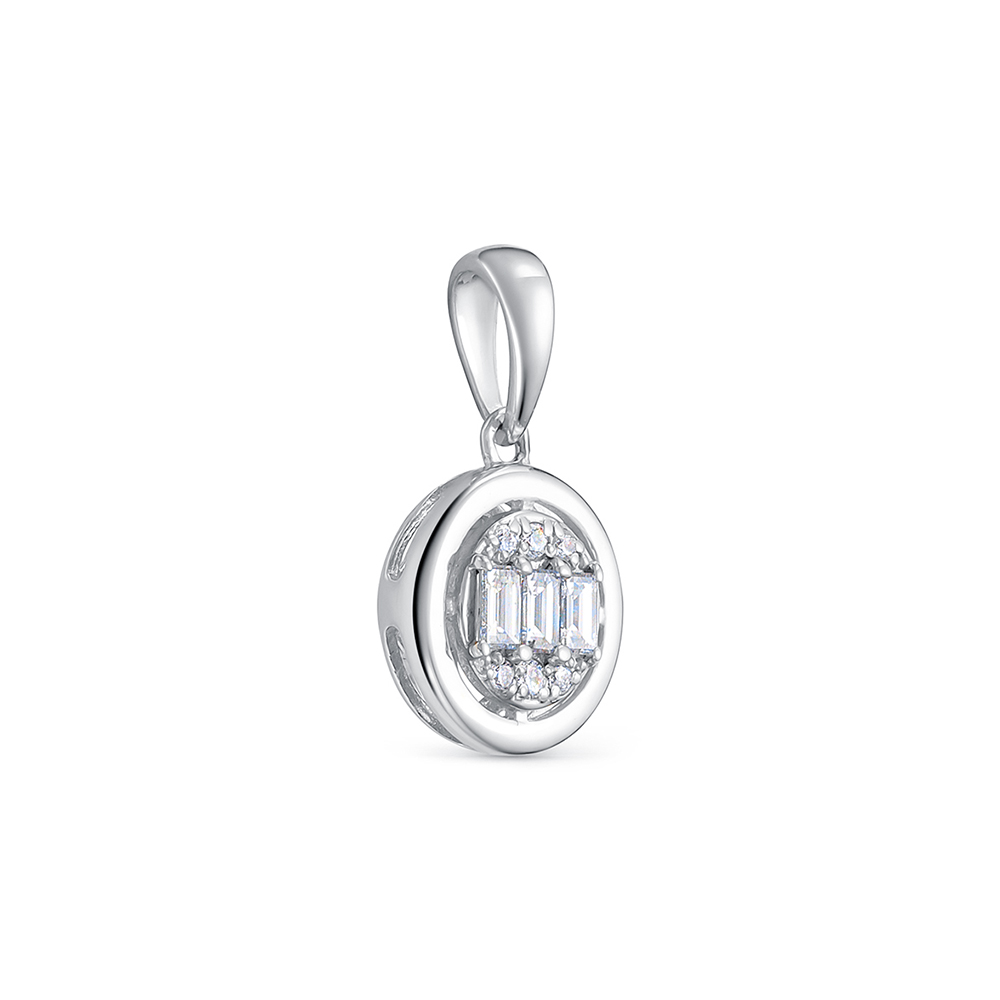 Pandantiv din aur alb cu pietre Diamant