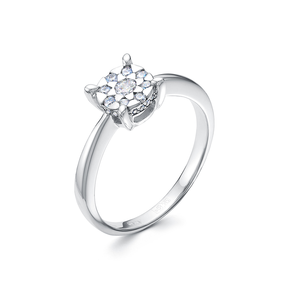 Кольцо из белого золота с камнями Бриллиант