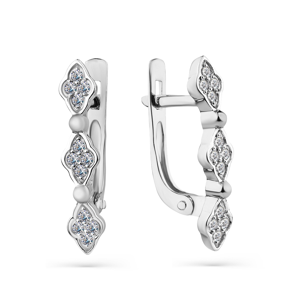 Cercei din aur alb cu pietre Diamant