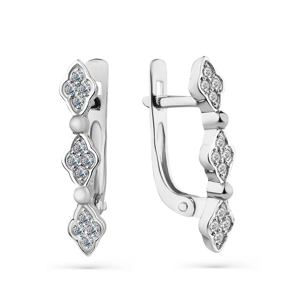 Серьги из белого золота с камнями Бриллиант