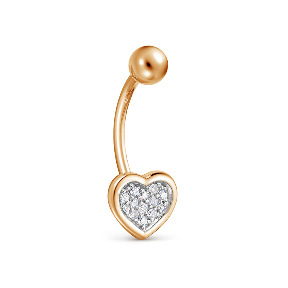 Piercing din aur roșu cu pietre Diamant
