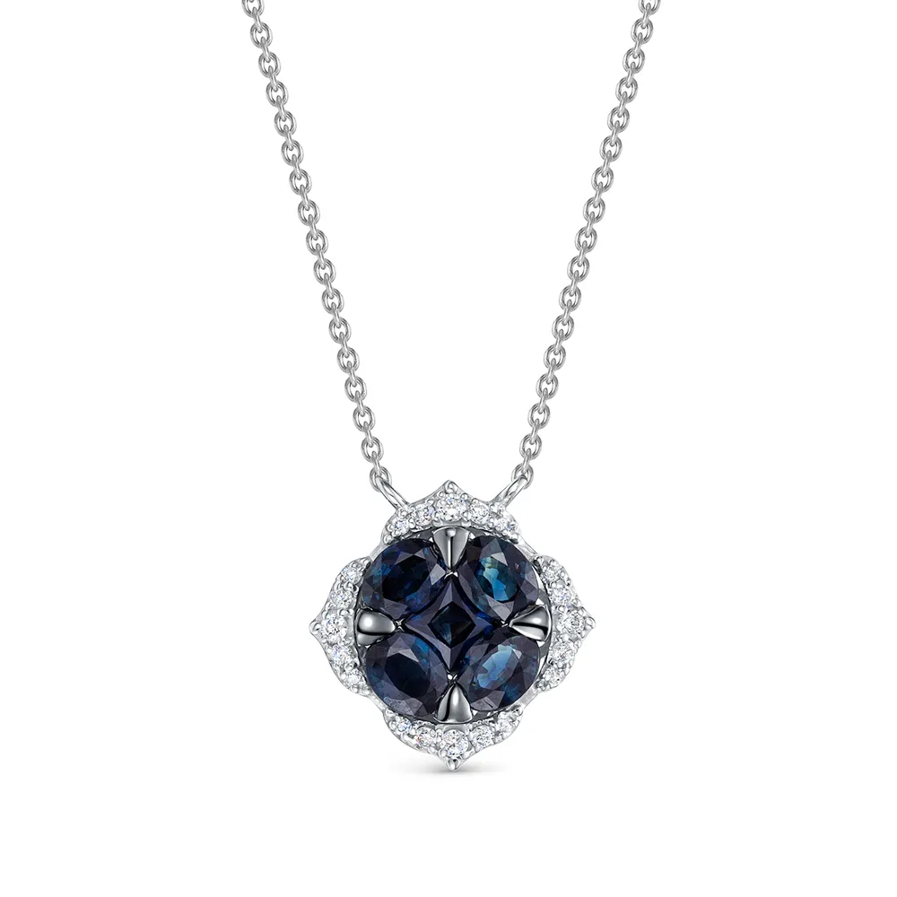 Colier din aur alb cu Diamant, Safir