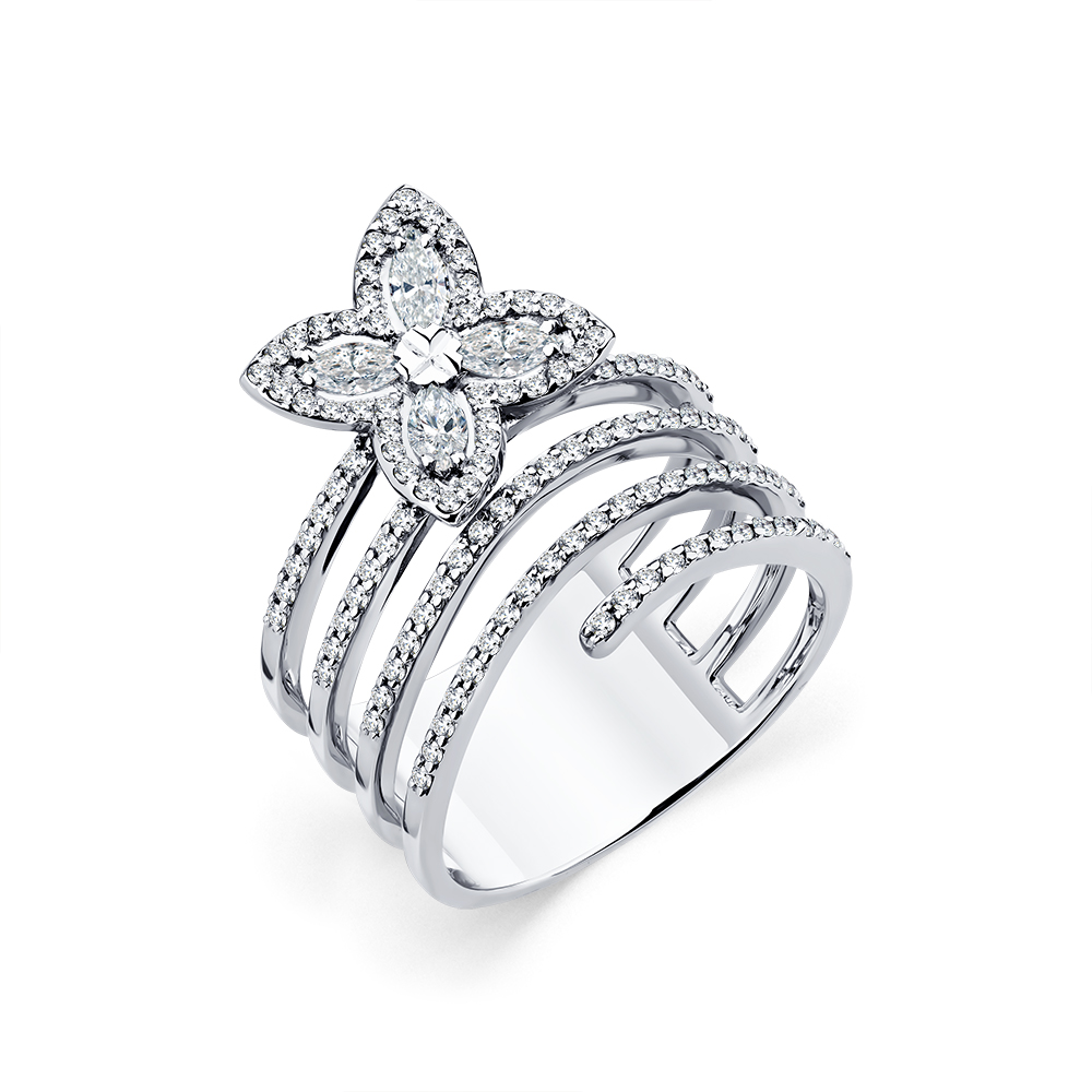 Inel din aur alb cu pietre Diamant