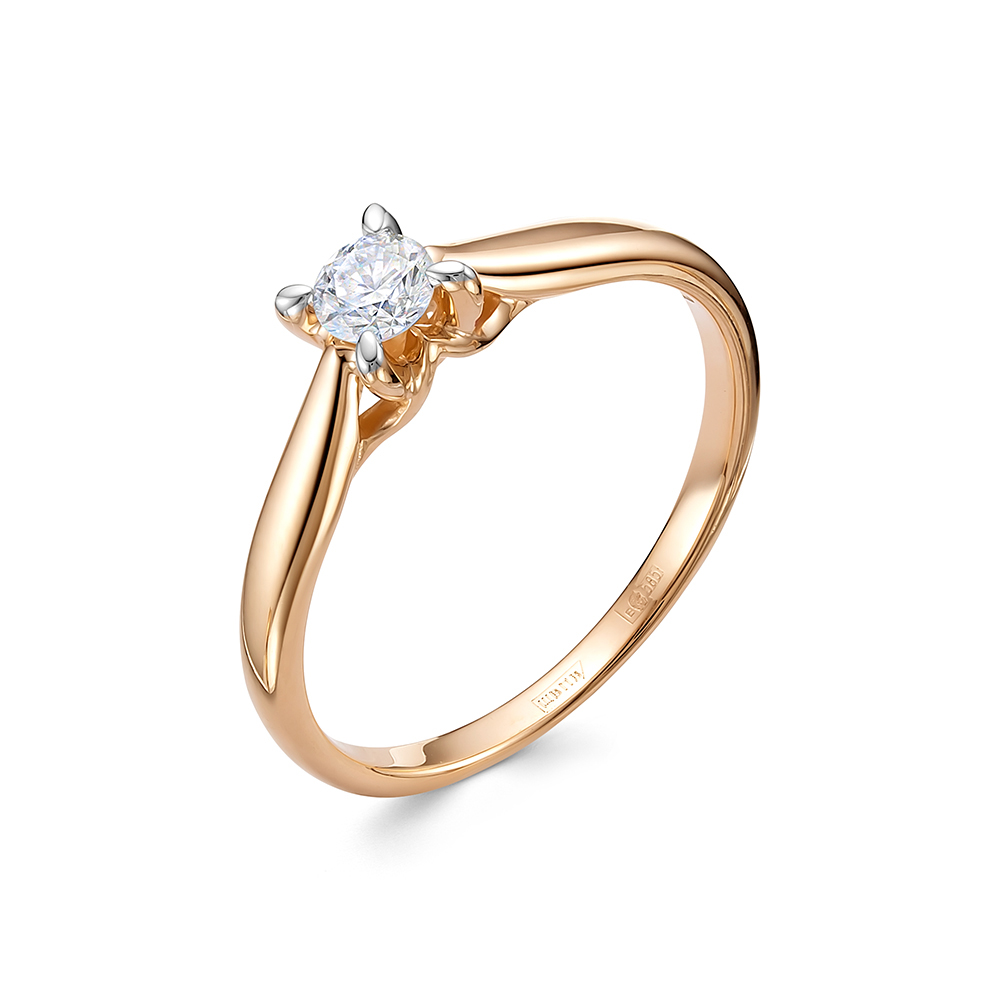 Кольцо из красного золота с камнями Бриллиант