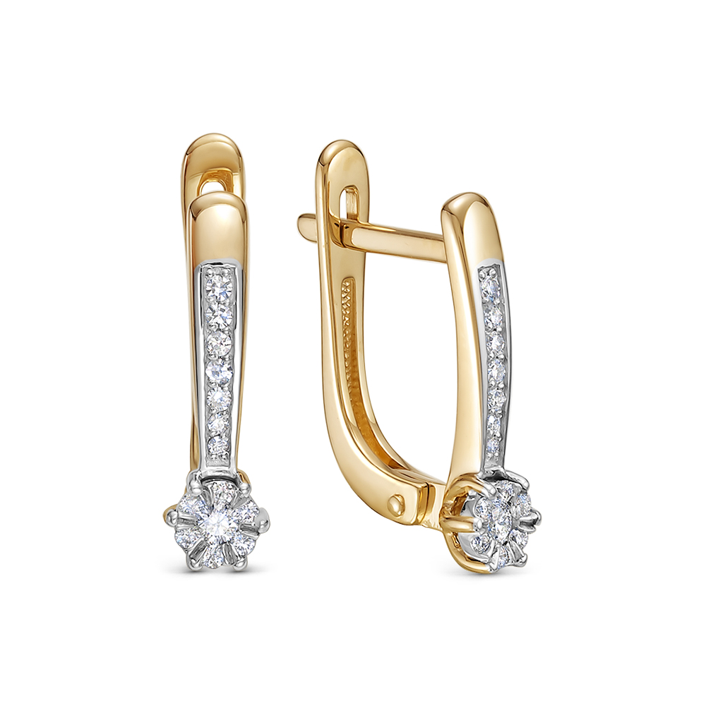 Серьги из красного золота с камнями Бриллиант