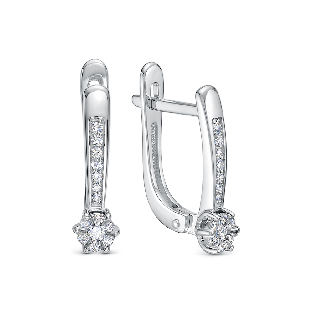 Серьги из белого золота с камнями Бриллиант