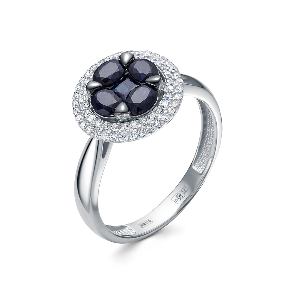Inel din aur alb cu pietre Diamant, Safir