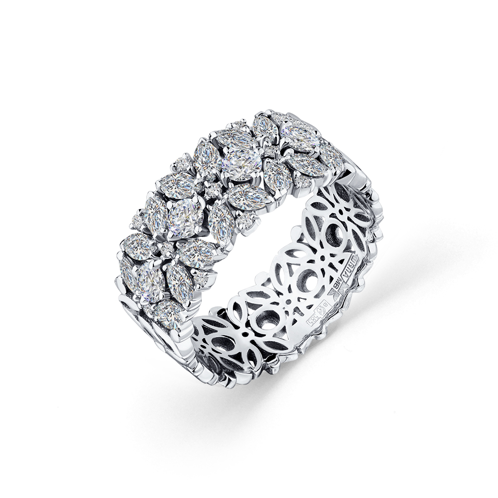 Inel din aur alb cu pietre Diamant