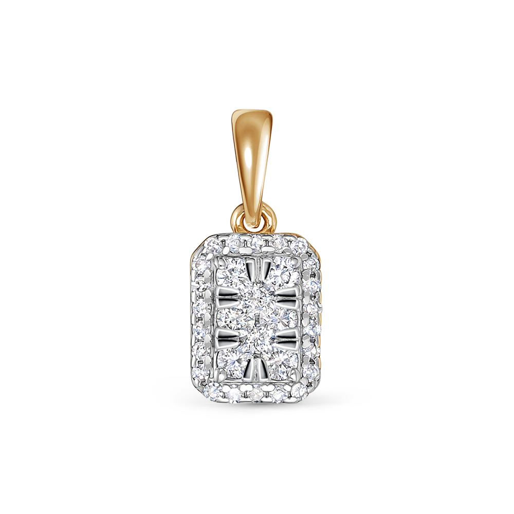 Pandantiv din aur roșu cu pietre Diamant
