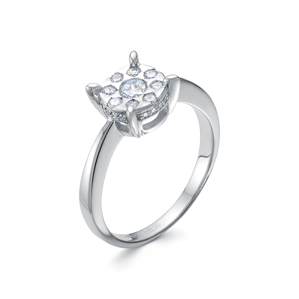 Inel din aur alb cu pietre Diamant