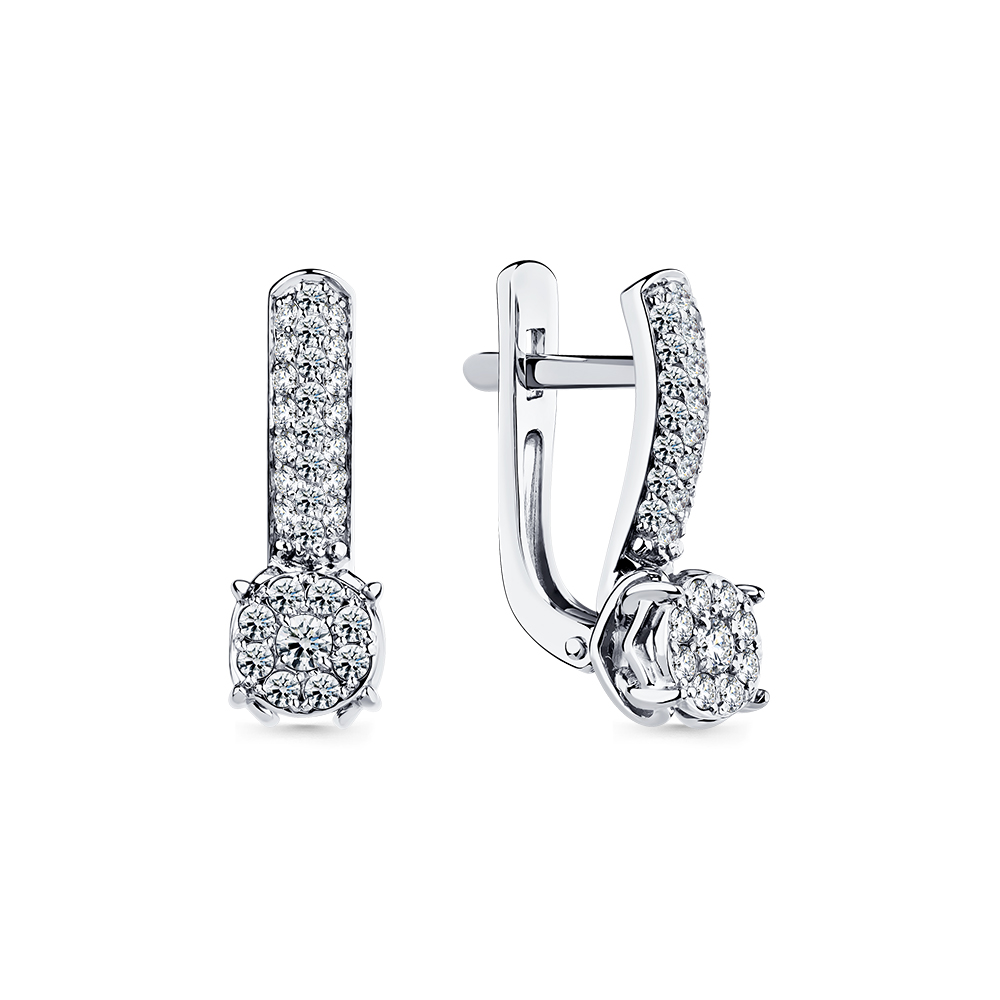 Cercei din aur alb cu pietre Diamant