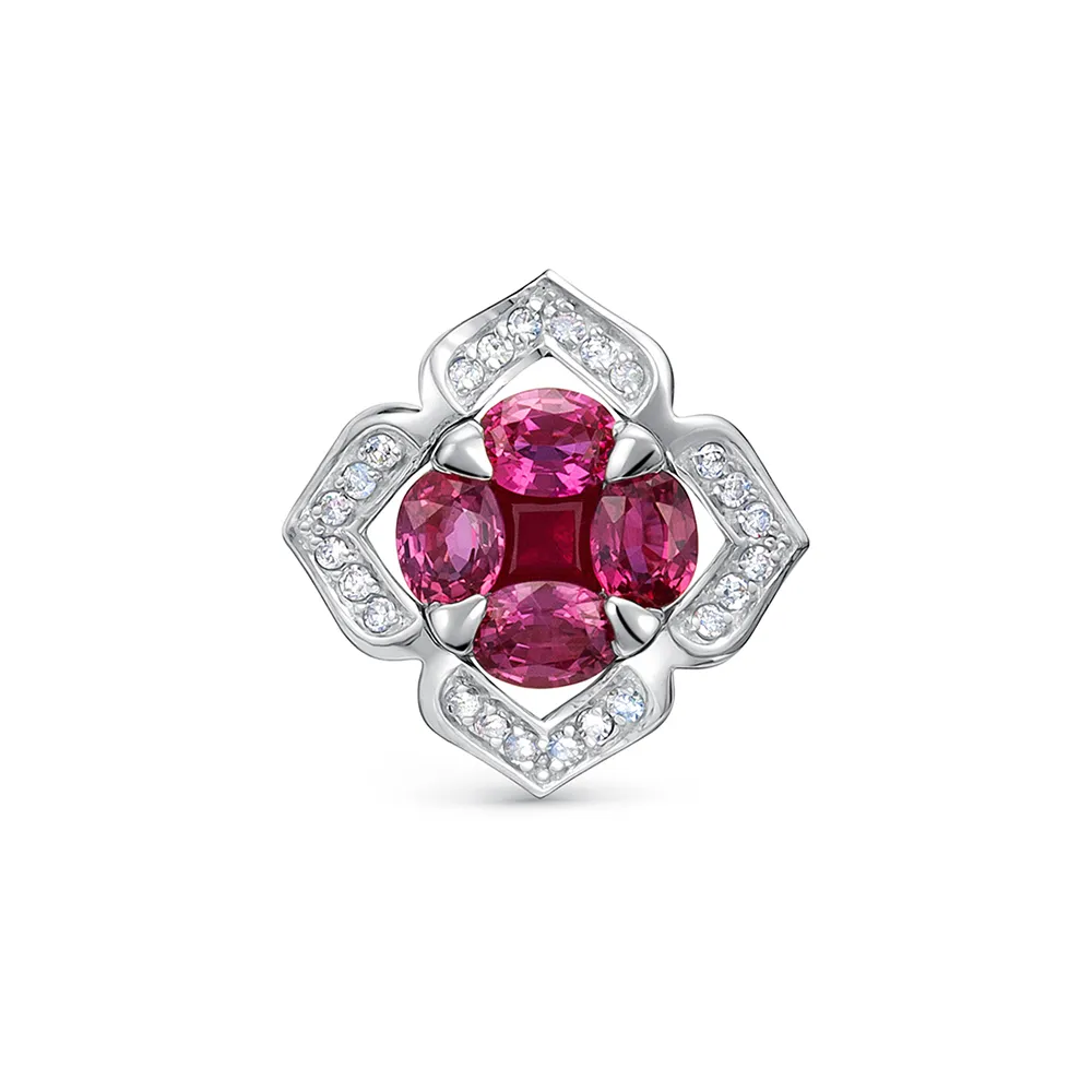 Pandantiv din aur alb cu Diamant, Rubin